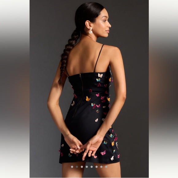 NWT Maeve by Anthropologie The Brynne 3D Spaghetti Strap Dress Black Butterfly 2 - Picture 3 of 15